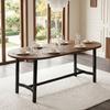 Dining Table 180*80*75cm, Suitable for 6–8 People, with Rounded Corners, in Simple Style, Table Legs Made of Iron, Walnut Wood Color
