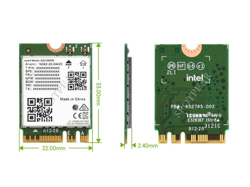 Módulo Intel AX210 Tri-Band Gigabit WiFi 6 com Bluetooth 5.2