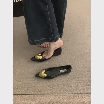 "Zapatos planos de punta negros para mujer 2024": Cómodas Suelas Blandas de Estilo Francés para Primavera, Otoño e Invierno"