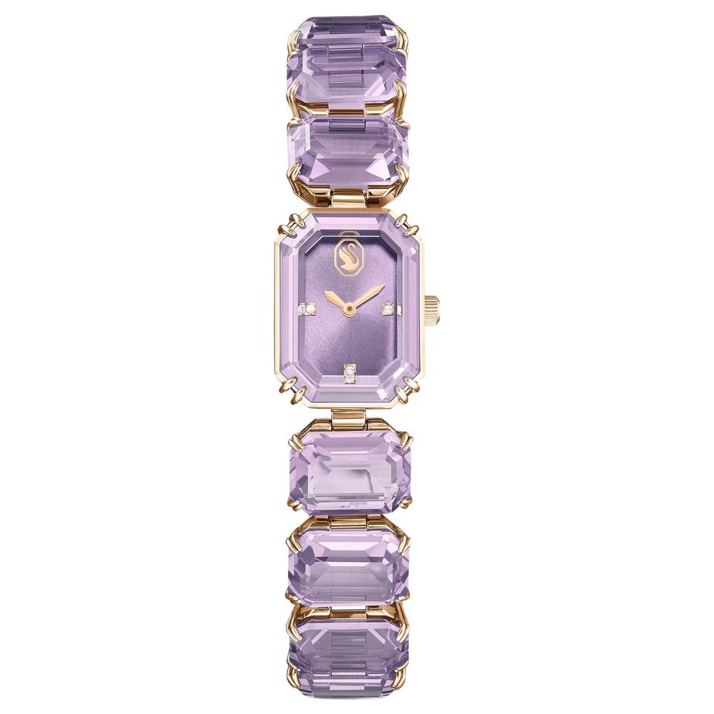 Swarovski Millenia Jewelry Series Watch Quartz Movement Stainless Steel Strap 30Mm Purple Dial 50M Water Resistant Women Watches 5722364