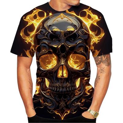 Nouveau T-shirt à col rond pour hommes et femmes à motif de crâne imprimé 3D HD, style urbain, haut de mode unisexe, grande taille 100-6XL