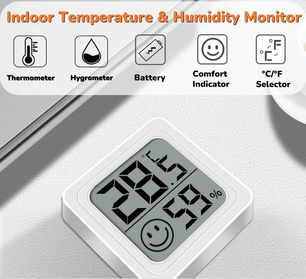Mini Digital Hygrometer Indoor Thermometer Humidity Meter for Baby Room Cellar Greenhouse - Temperature & Humidity Monitor