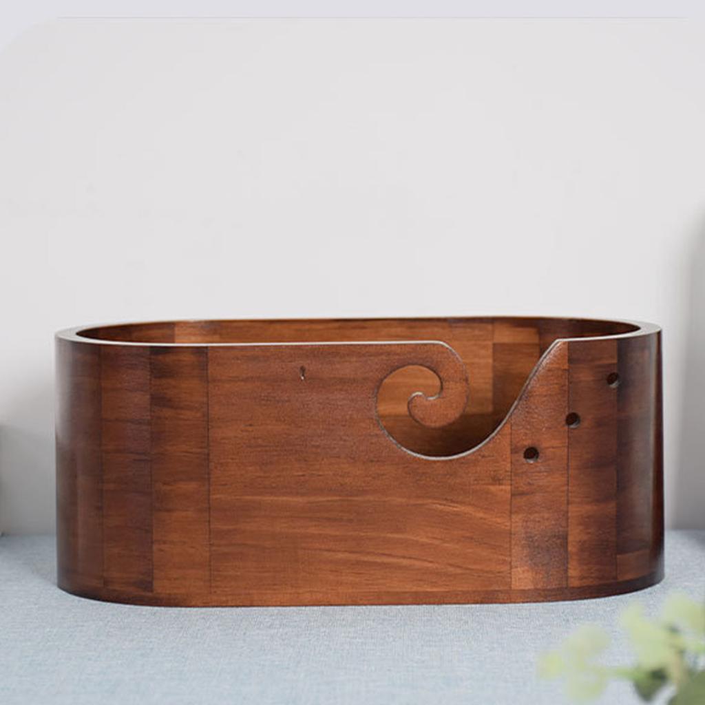Wood Yarn Bowl with Holes Knitting Wool Holder Crochet Yarn Storage Bowl Embroidery Crocheting Storage Accessories