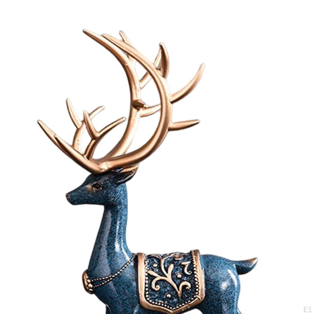 European Style Reindeer Statue, Deer Figurine Ornament Resin Collection Craft Animal Sculpture for