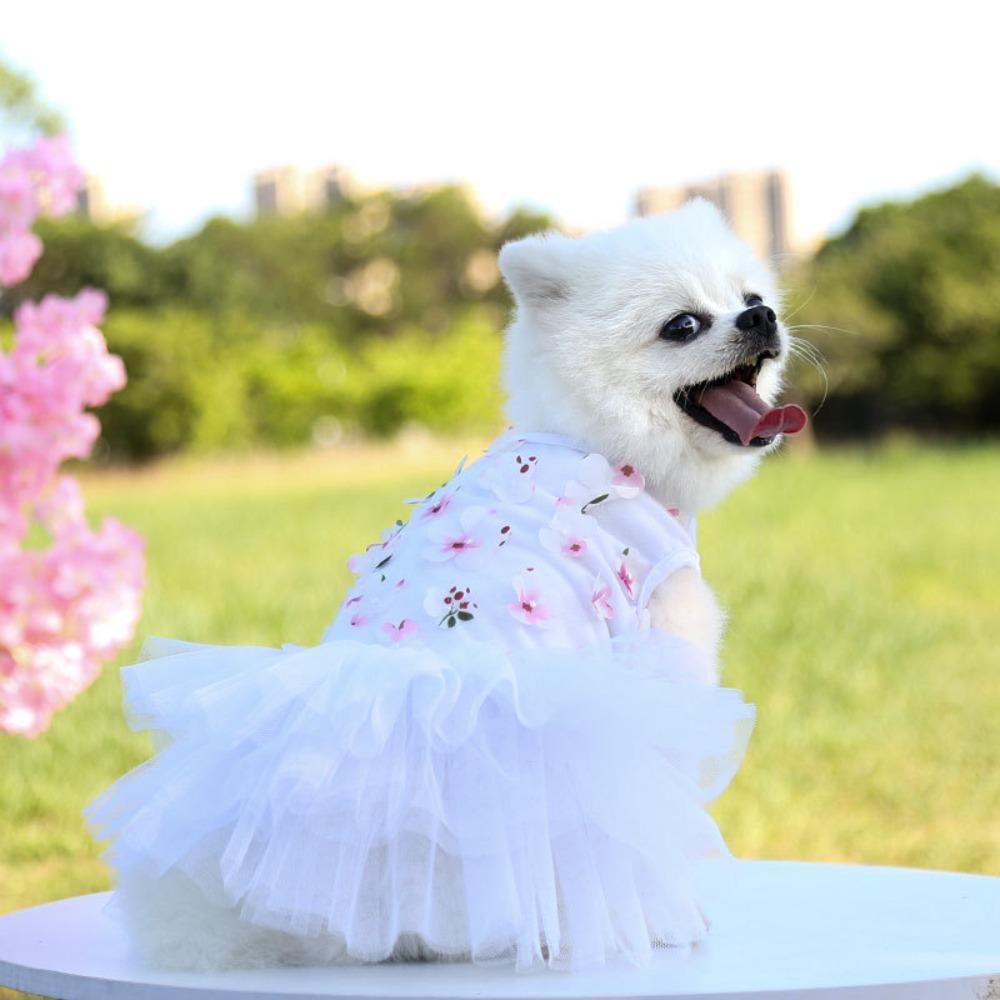 Pet Dog Dog Cat Cat Peach Blossom Skirt Clothes Teddy Bear Pet Supplies Dog Clothing