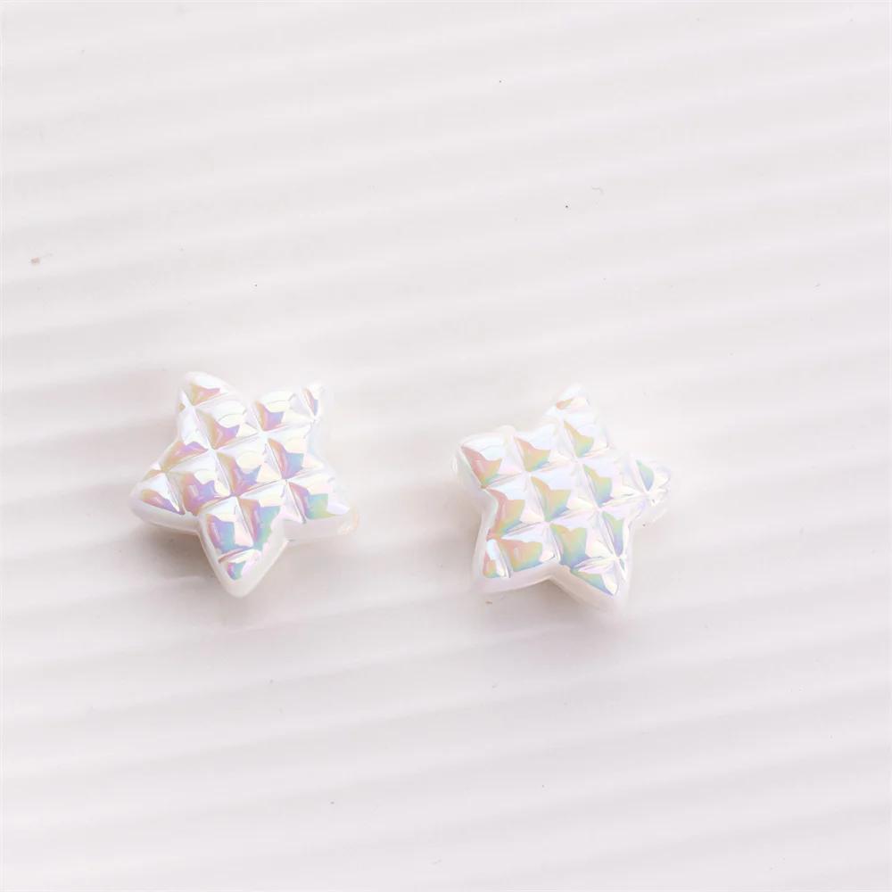 TX07 5Pcs Candy Waffle Pentagram Rhombus Love Pineapple Acrylic Charm Bead Handmade Straight Hole DIY Accessories Trend Bracelet
