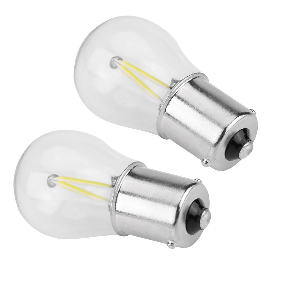 Pair of 1156 Glass Strobe COB LED Car Turn Signal Reverse Light Tail Brake Bulb White Light