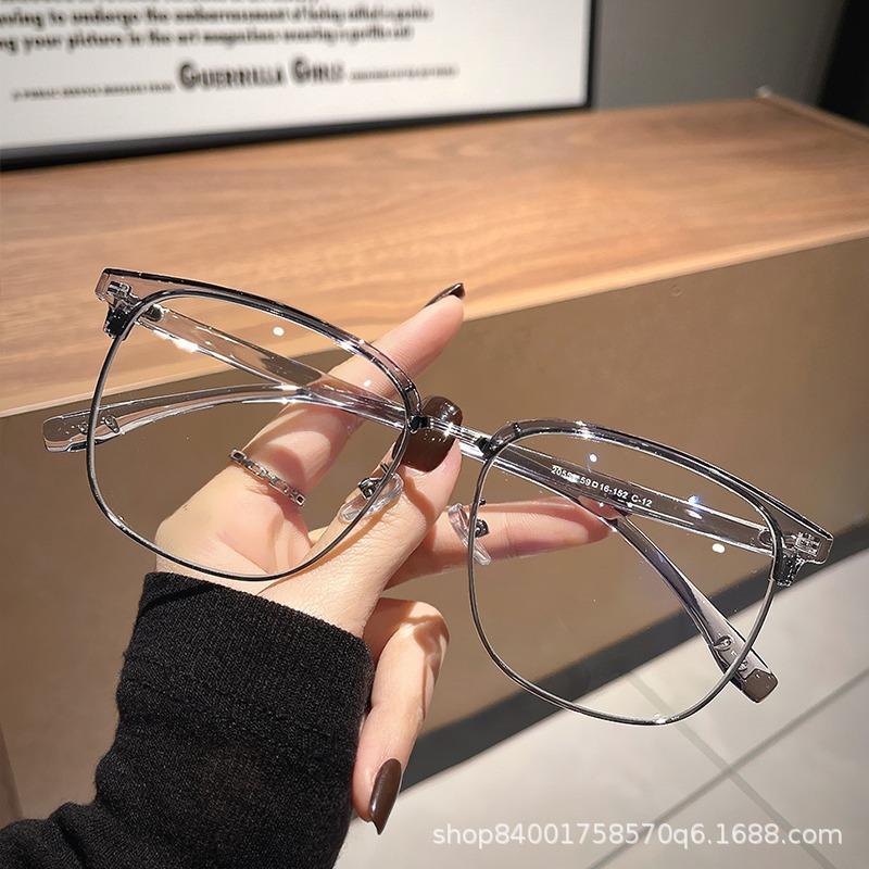 Enlarged And Widened Oversized Frame Half-Frame Glasses, Men'S Myopia Can Be Matched With Large-Size Eye Glasses, Frame, Big Face And Thin