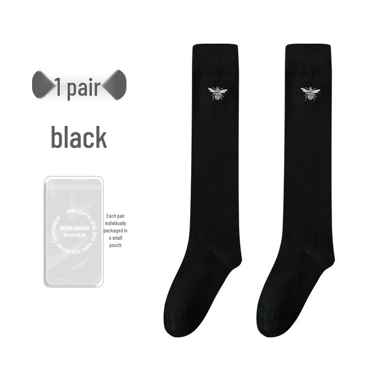 

MIHIMIHI Women s Slimming Black Mid-Calf Socks: Autumn/Winter Trendy Bee Miu Style, Over-the-Knee. One Size чорний