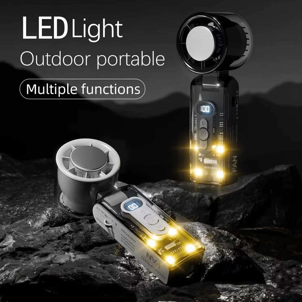 High Speed Folding Refrigeration Fan, Digital Display Mini Portable USB Charging Fan, High Wind Power Handheld Fan Amagi