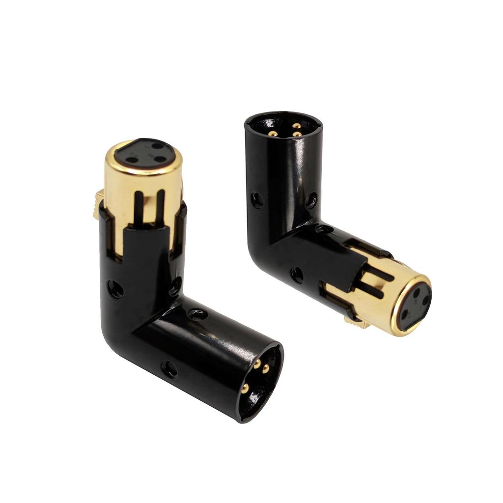 Voluty Tek XLR Right Angle Adjustable XLR for Audio Cables and PA Male-to-Female Adapter, 3-Pin 90-Degree Connector, Systems, 2-Pack