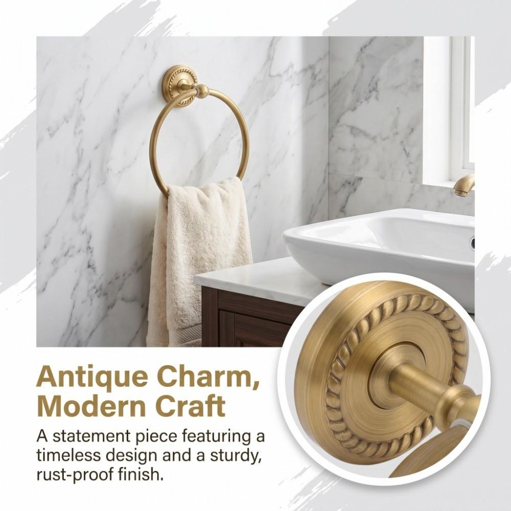 Brass Hand Towel Holder Antique Gold Towel Rack Hanger Towel Ring  Bathroom Kitchen Toilet