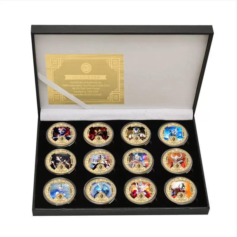 Classic Cartoon Ultraman Coin Set Anime Metal Collectible Coins for Kids Hot Japanese Cartoon Badge Toy Gift Holiday Collection