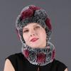 Rex Rabbit Rose Hat and Flower Scarf Set Specializing In the Production of Rex Rabbit Scarf Hat Two-piece Adult Hat