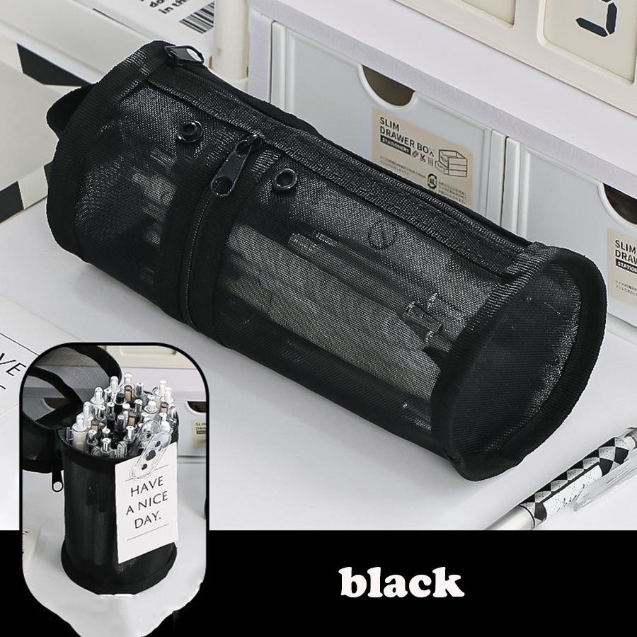 

Простий пенал-підставка для ручок, студентський пенал, циліндричний пенал високої якості, великої місткості, прозорий органайзер, коробка для канцелярського приладдя чорний