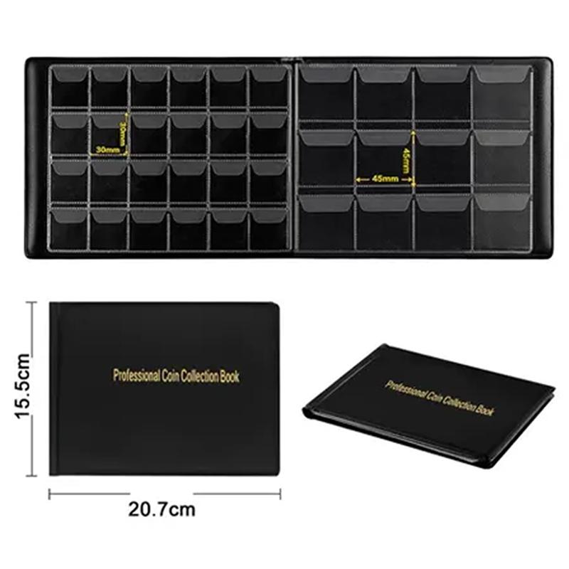 240 Pockets Coin Album Pu Leather Coin Collection Album With Clear Protective Pockets And Large Capacity