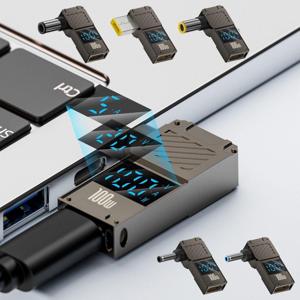 Digital Display USB-C to DC Converter Fast Charging PD 100W Laptop Power Connector Intelligent Universal for Lenovo/HP/Dell 5