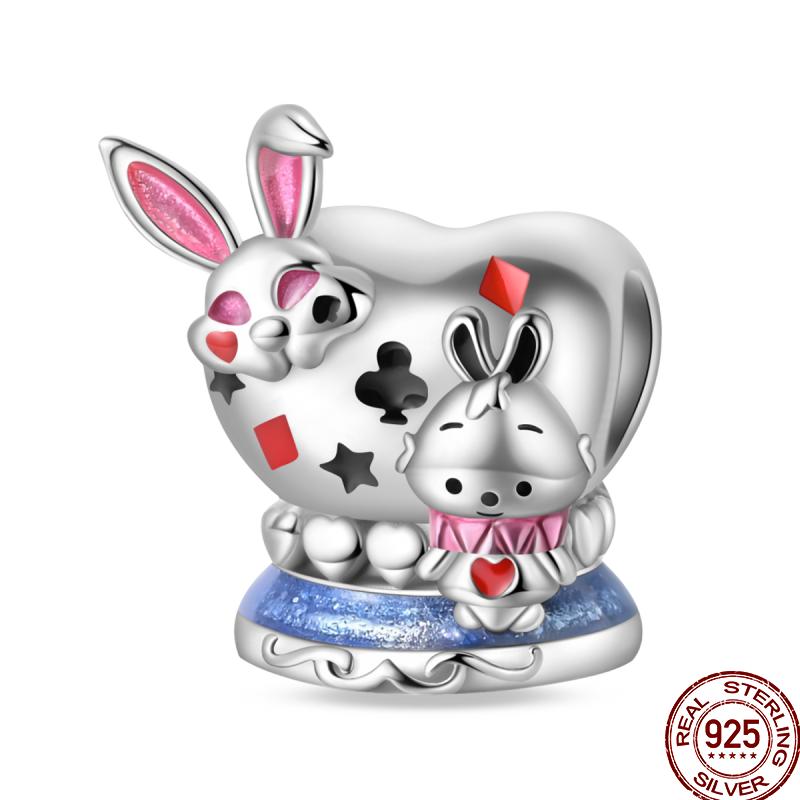 Copper Magician Circus Playing Cards Teddy Bear Charm Beads Suitable Fit Pan Original Bracelet Diy Jewelry