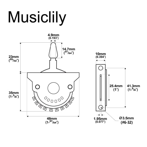 Musiclily Pro 5-Way Lever Switch, 2-Circuit, 5-Contact Pickup Selector for Strat/Telecaster Electric Guitars
