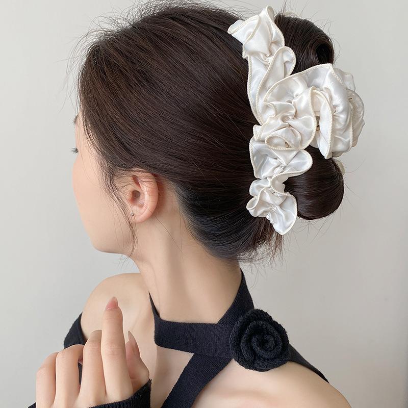 High-End Satin Pleated Clip Female High-End Shark Clip Hairpin Back Of The Head Hairpin Hair Accessories