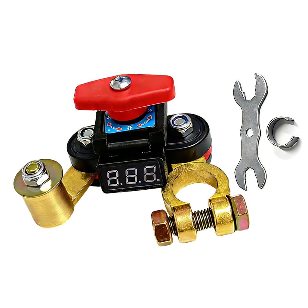 Car Battery Power Cut-Off Switches Breaker With Voltage Display Disconnect Switches For Automotive Electrical Safety