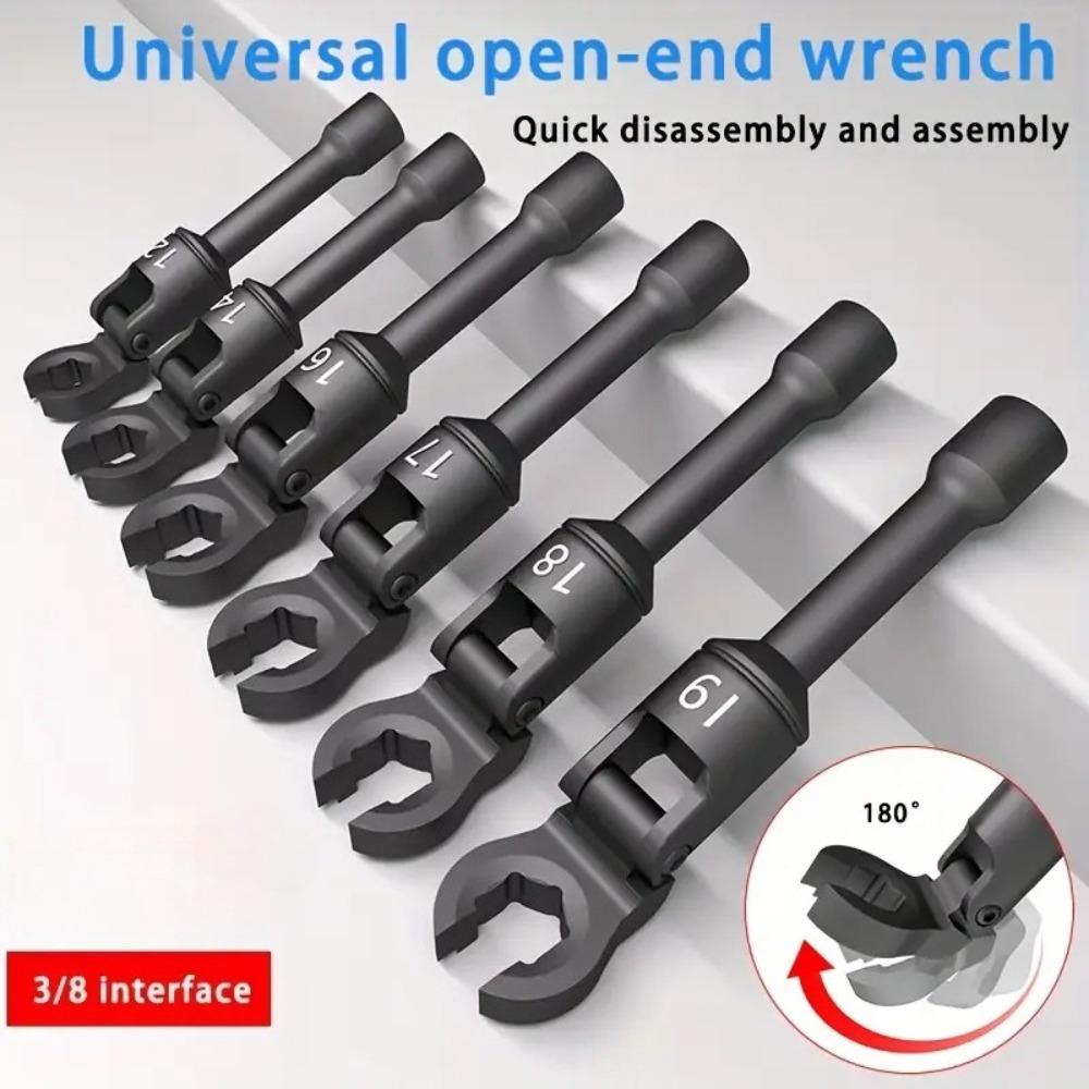 Professional Ratcheting Wrench Set Flexible Head Adjustable Spanners for Plumbing Automotive Repair Tool 6pcs Set 3/8 Interface
