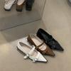 Pointed Toe Mary Janes High Heels Women Pleated Belt Buckle Ladies Shoes Fashion Low Heel Pumps Office Party Wedding Shoe 2024