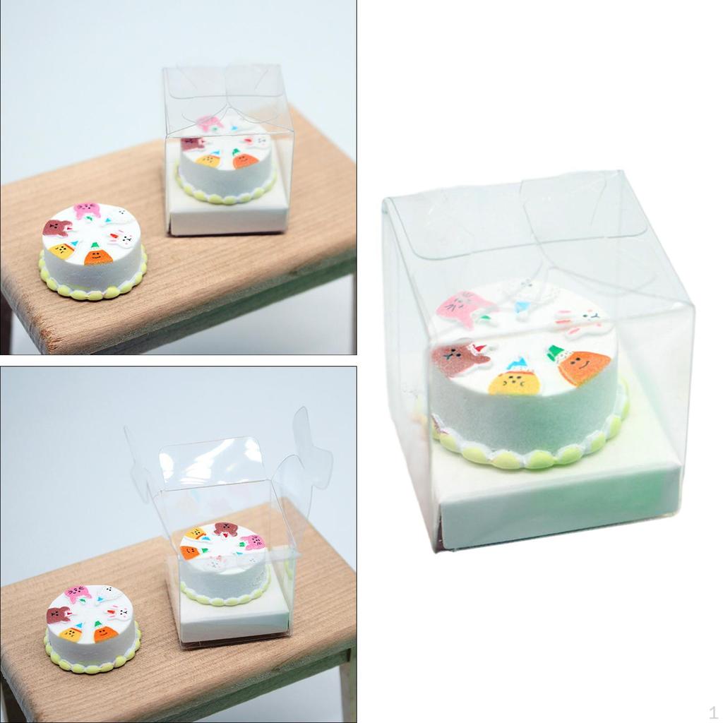 1/12 dukkehus miniatyrkake med oppbevaringsboks, dekorasjon av dukketilbehør, matdessertmodell for