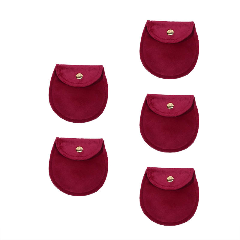 

5pcs Bulk 8.3x8cm 9x10cm Soft Velvet Gift Bags Oval Snap Button Jewelry Packaging Bags Wedding Party Present Packing Dust Bags 8X8.3cm