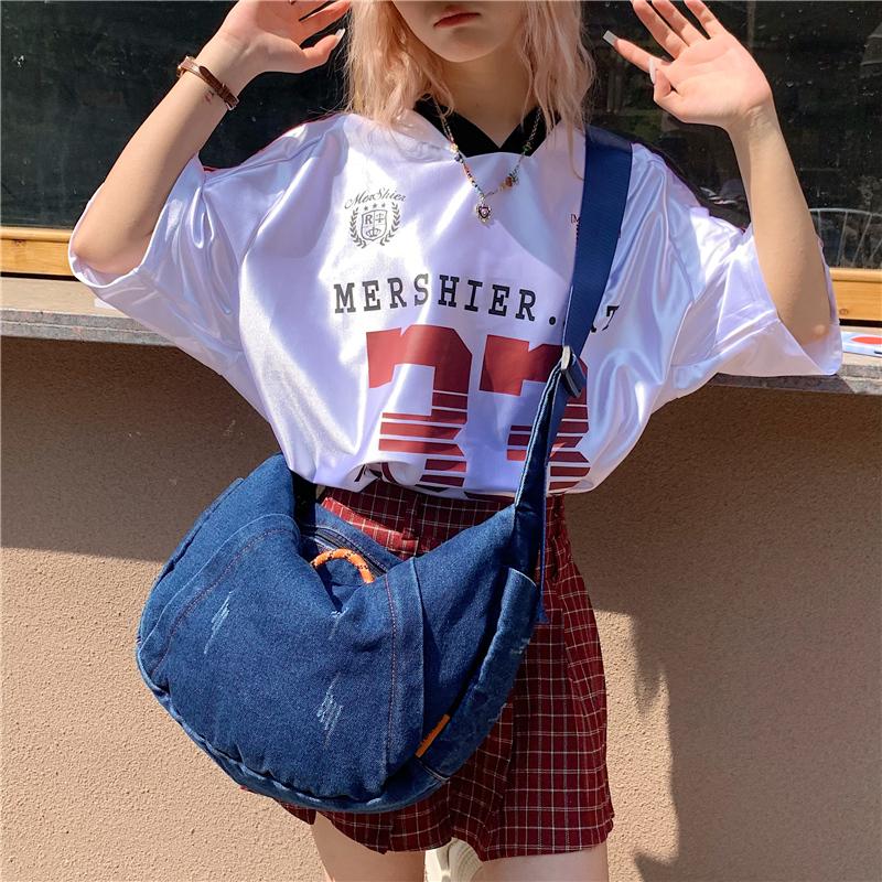 Large Capacity Denim Bag Women's Shoulder Crossbody Bag