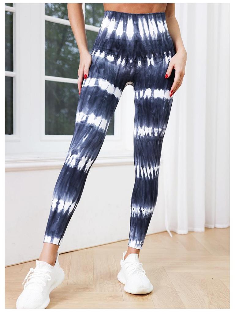 2025 Tie-Dye High Waist Women's Fitness Leggings - Nine-Point Peach Boost Yoga Pants