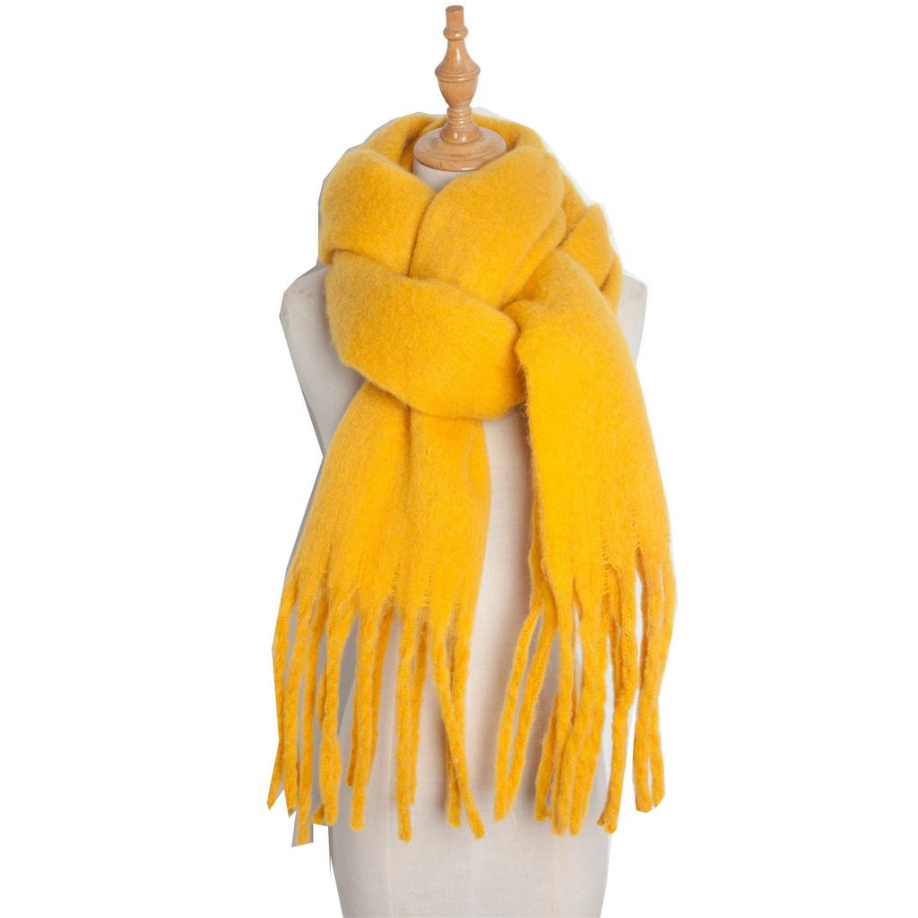  Solid Thick Cashmere Scarf for Women Large Wool Blanket Pashmina Winter Warm Shawl Wraps Bufanda Female With Tassel Scarves
