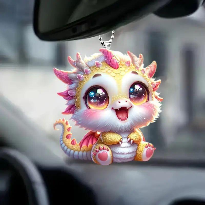 Colorful Cartoon Acrylic Dragon Car Interior Decor Pendant For Rearview Mirror