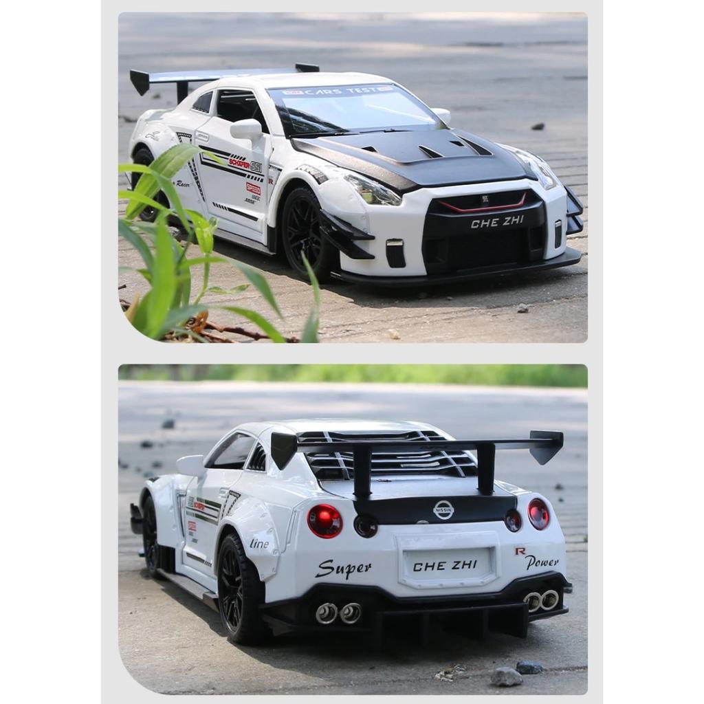 1/24 Skyline Ares Nissan GTR R34 R35 Legierung Sportwagen Modell Diecast Metall Rennwagen Modell Simulation Sound Licht Kinderspielzeug Geschenk