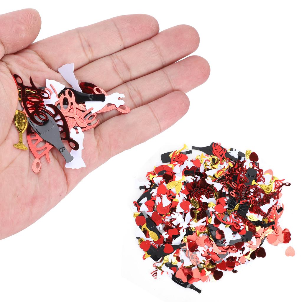 PVC Sequins Red Heart Golden Black Wine Glass Shaped Confetti Add Shine Gift Decoration