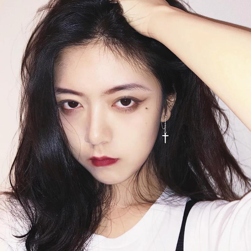 Bohemian 925 Sterling Silver Cross Earrings for Women Fashion Personality Couple Small Contracted Earrings