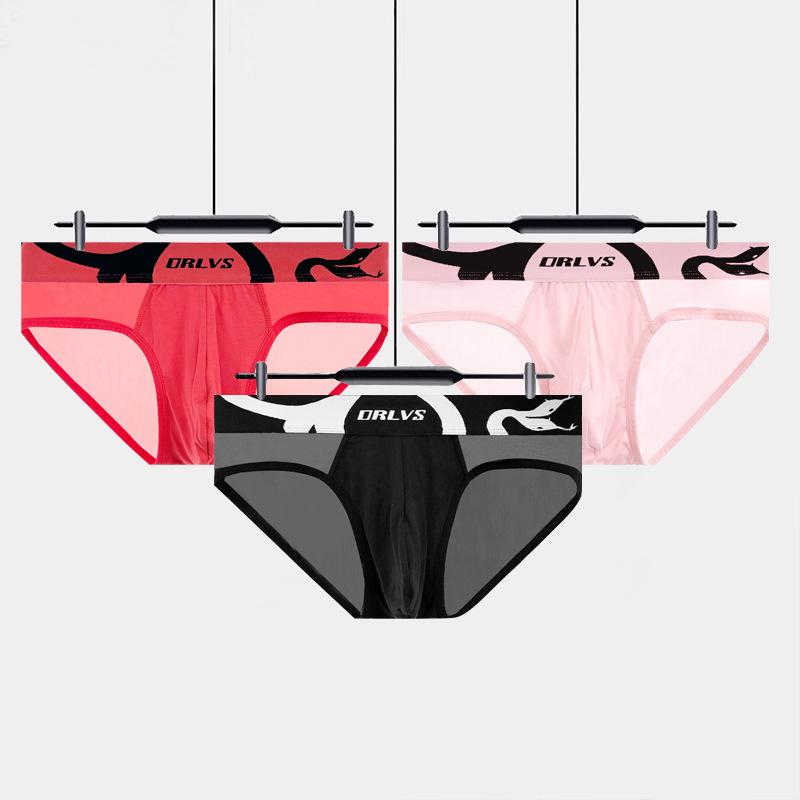 Ice Silk Transparent Underwear Stitching Large U Pouch Men's Briefs Sexy Low Waist Convex Underpants Man Sports Panties