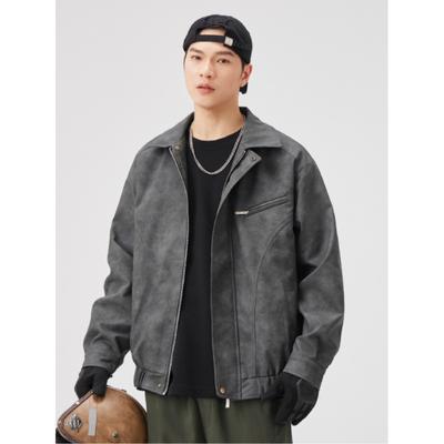 Men's Spring and Fall Personality Loose PU Leather Jacket Youth In The Long Section of The Personalized Lapel Jacket