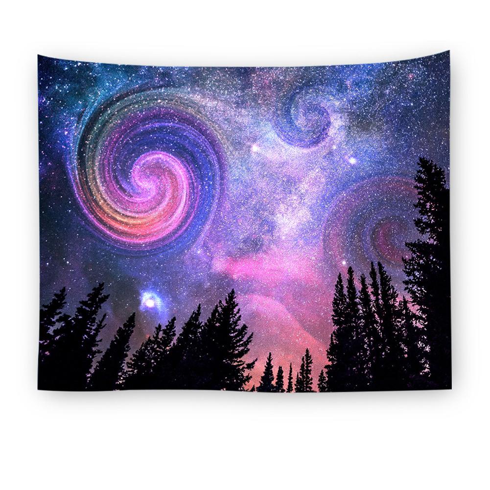 Digital Forest Starry Night Sky Printing Wall Hanging Tapestry Home Decoration