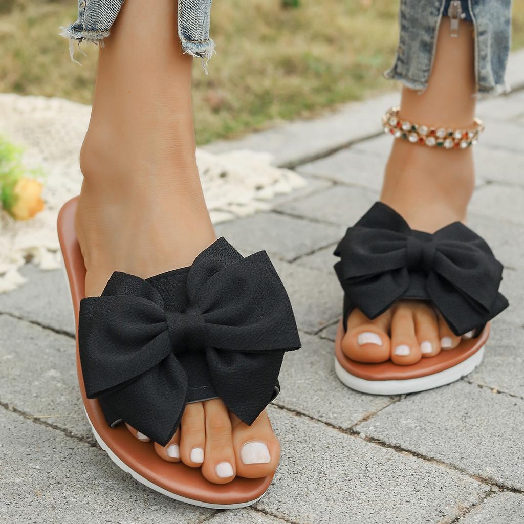 Fashion Women Flats Slippers Summer Fashion Bow Tie Sandals Shoes for Women Flat Casual Beach Slippers Slides Women Zapatos De Mujer