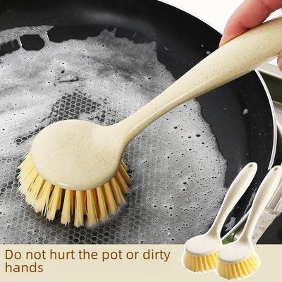 Wheat Straw Long Handle Non-Stick Pot Cleaning Brush