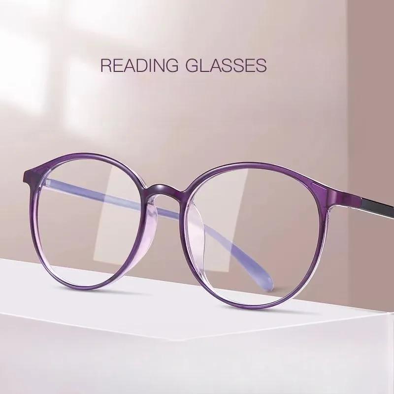 1PC Round Frame Reading Glasses Women Men PC Presbyopic Glasses Lightweight Portable Gift For Parents