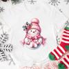 Christmas Pink Snowman T-shirt Christmas Activities TShirts Women Unisex Casual Tops White T-Shirt Graphic TShirt Streetwear