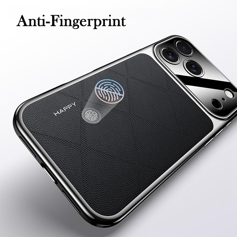 KEYSION Luxury Grid Pattern PU Leather Case for iPhone 17 Pro Max Plating TPU Camera Protection Phone Cover for iPhone 17 Air