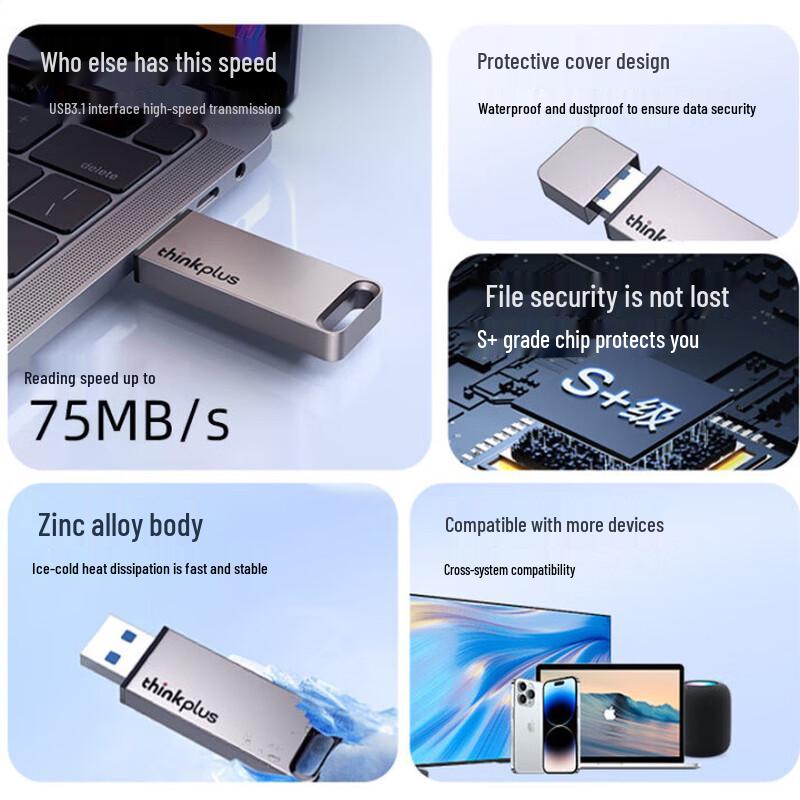 Lenovo Thinkplus TU100 USB 3.1 High-Speed Metal Flash Drive