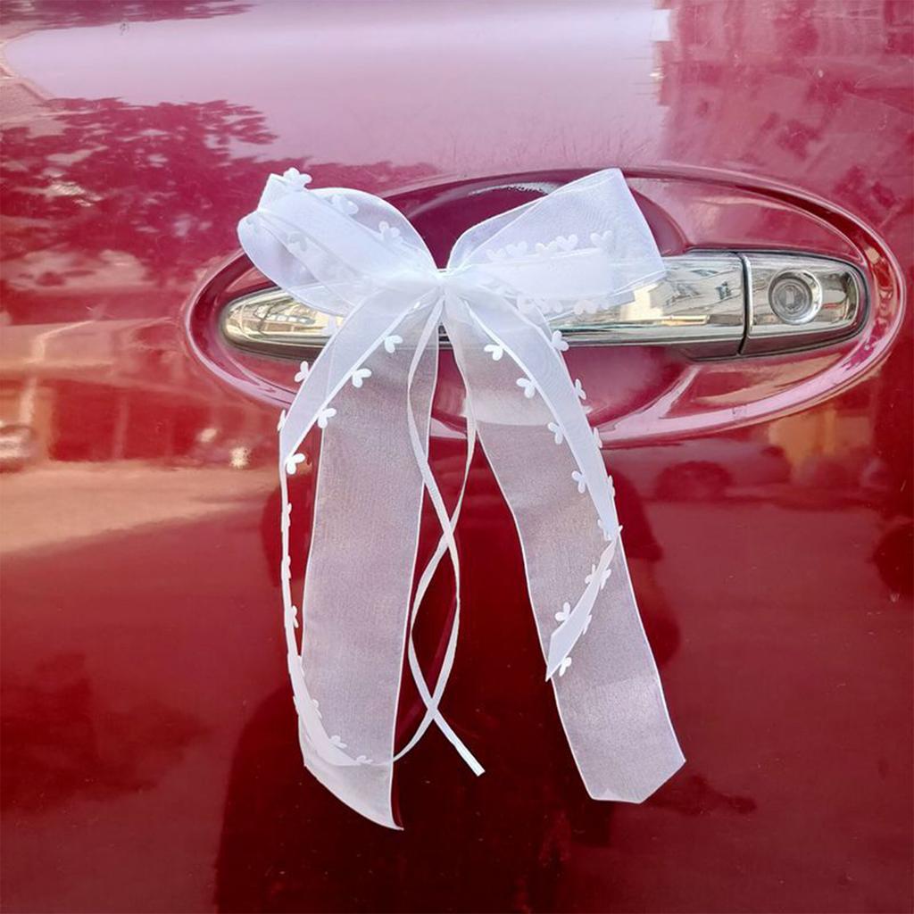 10PCS Heart Shape Tulle Bow Decorations Organza Bows for Wedding Car Party DIY Decoration Heart Shaped Tulle Bows 13x22cm