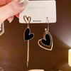 Asymmetric Heart Tassel Earrings - Korean Style Trendy Dangle Earrings