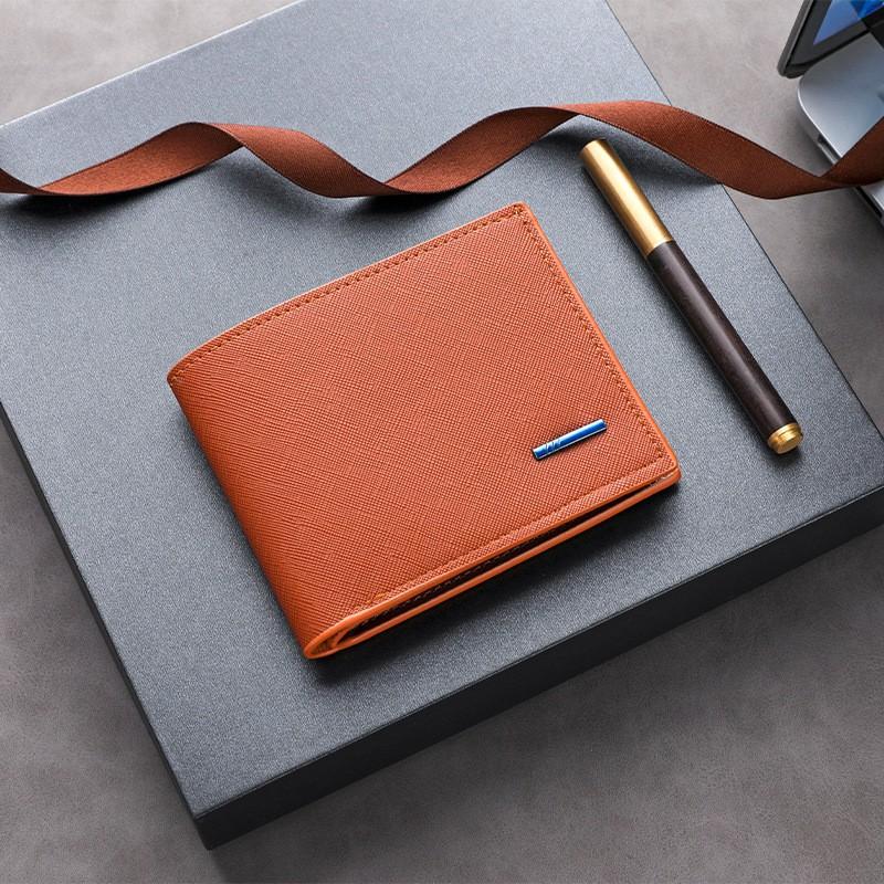 

Men s Wallet Fashion Short Middle-aged Young People Simple Multi Slot Horizontal Bus Bank Card Bag 10x12x2 колір світло кави