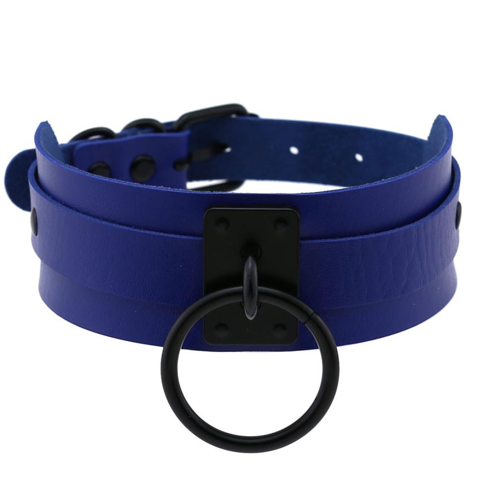 DIEZI Harajuku Cosplay Gothic Necklaces Black Big Circle Necklaces Leather Choker Necklaces Women Men Jewelry Fashion  Goth