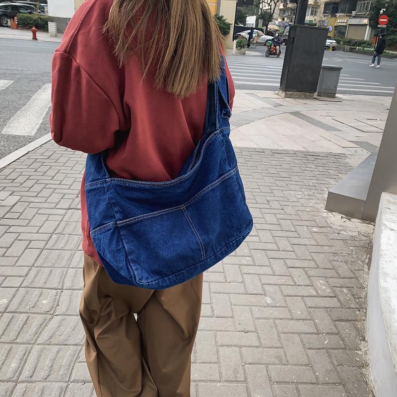 Torba dżinsowa Damska torba na zakupy na ramię Torba studencka o dużej pojemności